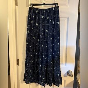Navy Floral Midi Skirt NWT